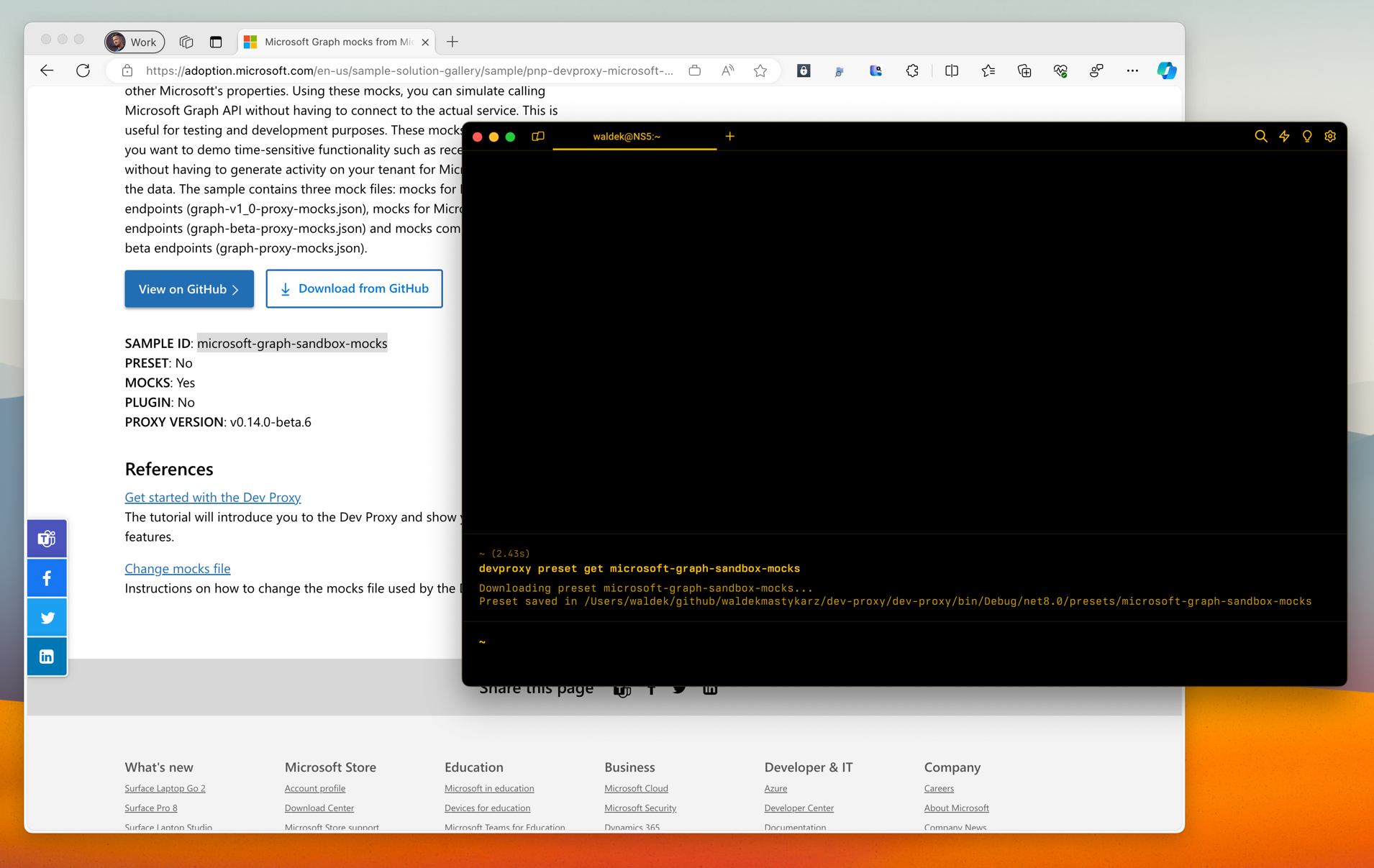 Easily downloading Dev Proxy presets from the sample gallery