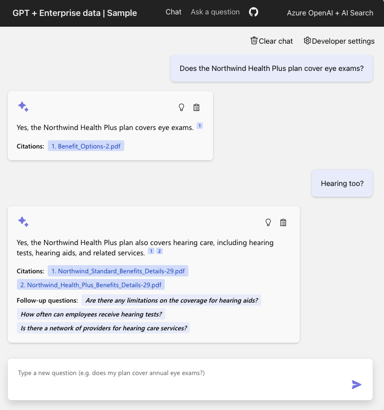Chat interface in the web application
