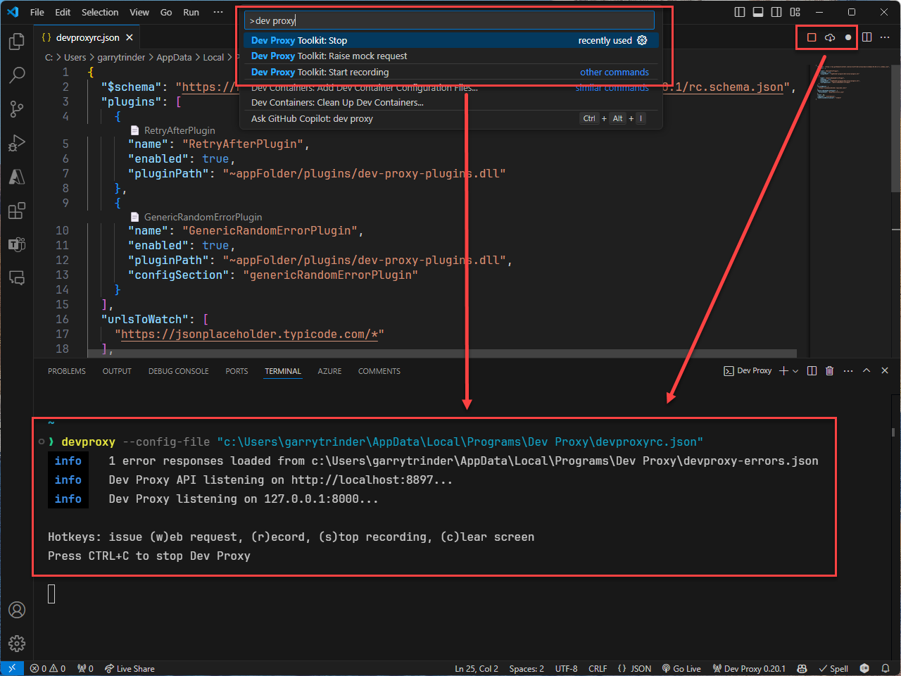 Dev Proxy Toolkit in VS Code