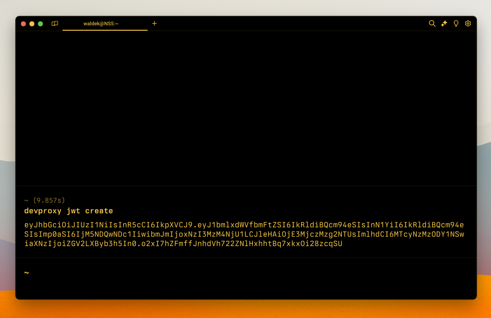 JWT token for testing generated using Dev Proxy