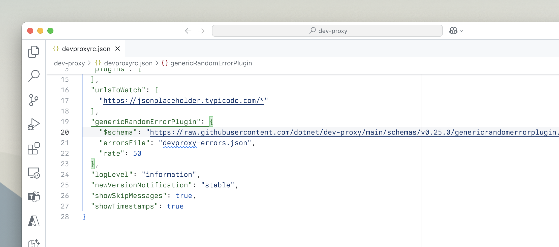 Plugin configuration section with a schema reference